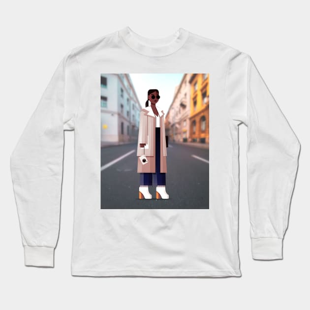 Naomi - Street Style Woman Long Sleeve T-Shirt by lanaxxart